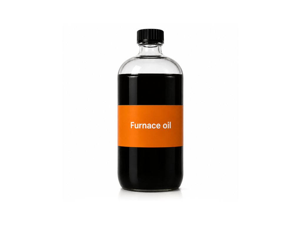 Sample bottle containing furnace oil used for industrial heating and combustion systems.
